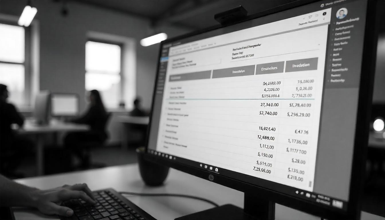 geöffnete Entgeltabrechnung auf einem Bildschirm eines HR-Mitarbeiters
